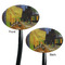 Cafe Terrace at Night (Van Gogh 1888) Black Plastic 7" Stir Stick - Double Sided - Oval - Front & Back