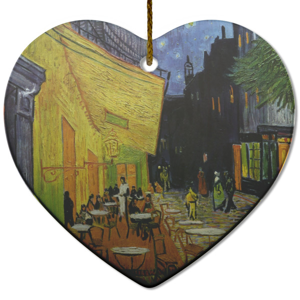 Custom Cafe Terrace at Night (Van Gogh 1888) Heart Ceramic Ornament