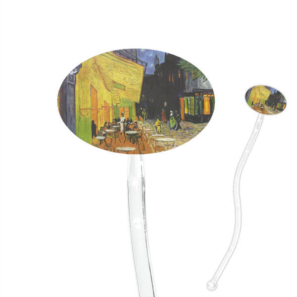 Custom Cafe Terrace at Night (Van Gogh 1888) 7" Oval Plastic Stir Sticks - Clear