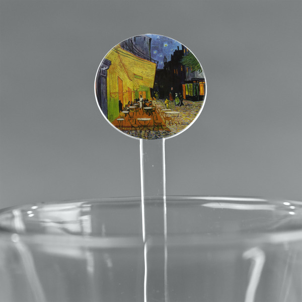 Custom Cafe Terrace at Night (Van Gogh 1888) 7" Round Plastic Stir Sticks - Clear