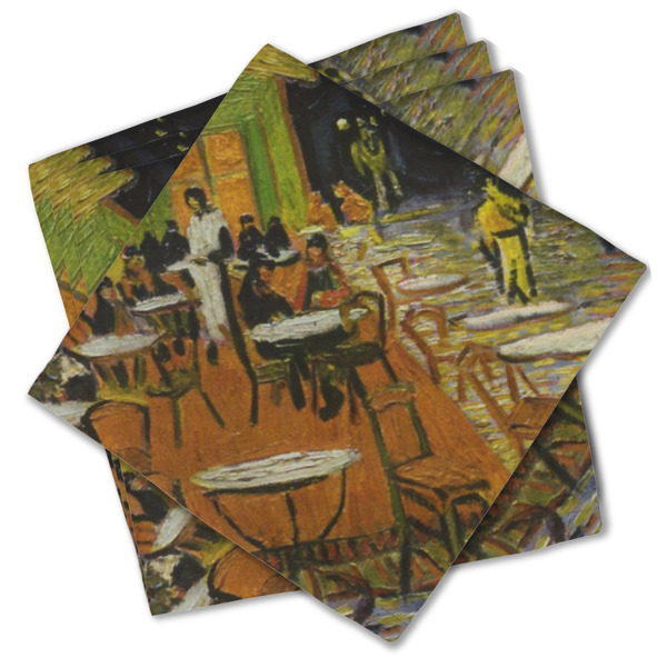 Custom Cafe Terrace at Night (Van Gogh 1888) Cloth Cocktail Napkins - Set of 4