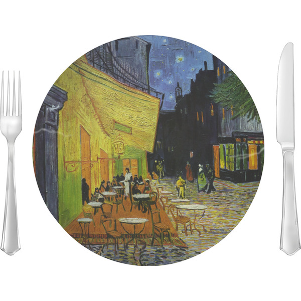 Custom Cafe Terrace at Night (Van Gogh 1888) 10" Glass Lunch / Dinner Plates - Single or Set