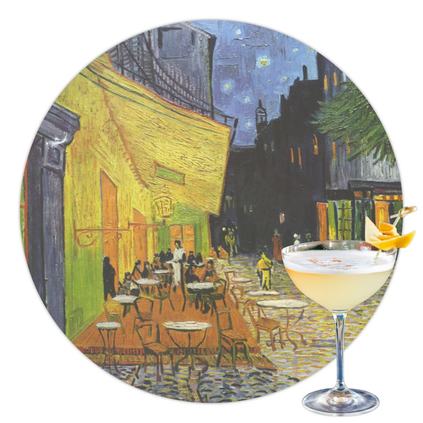 Custom Cafe Terrace at Night (Van Gogh 1888) Printed Drink Topper - 3.5"