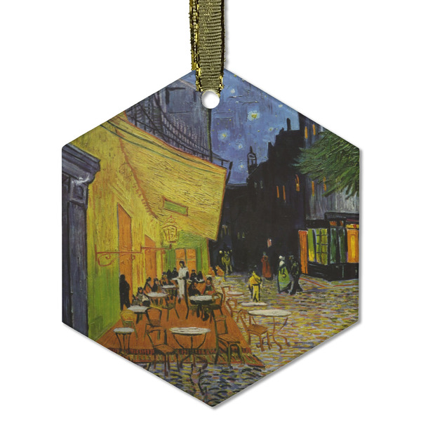 Custom Cafe Terrace at Night (Van Gogh 1888) Flat Glass Ornament - Hexagon