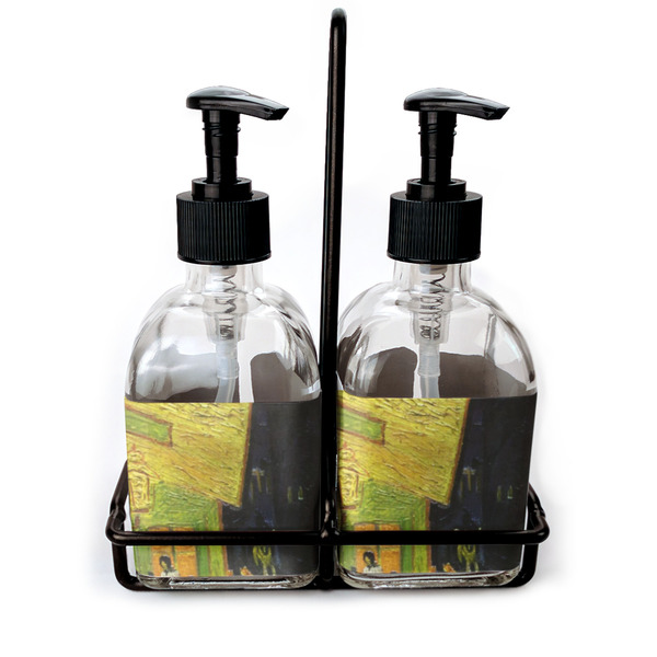 Custom Cafe Terrace at Night (Van Gogh 1888) Glass Soap & Lotion Bottle Set