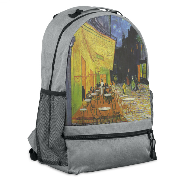 Custom Cafe Terrace at Night (Van Gogh 1888) Backpack - Gray