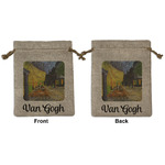 Cafe Terrace at Night (Van Gogh 1888) Medium Burlap Gift Bag - Front & Back