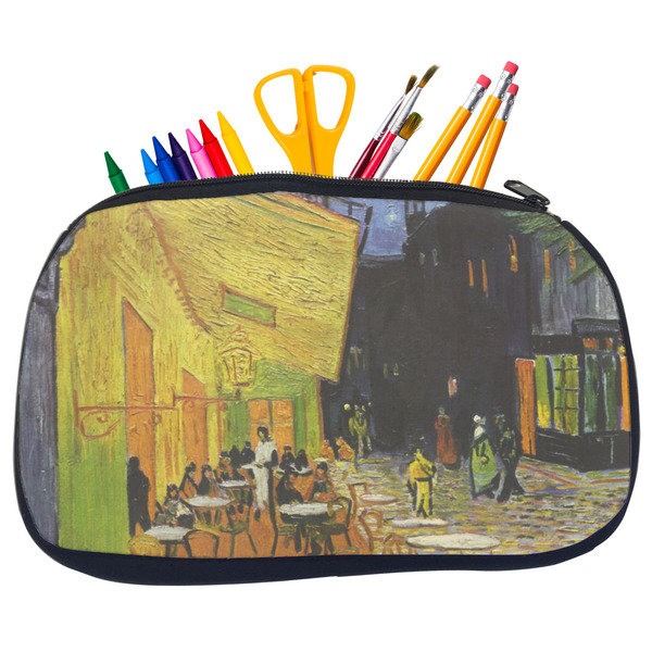 Custom Cafe Terrace at Night (Van Gogh 1888) Neoprene Pencil Case - Medium