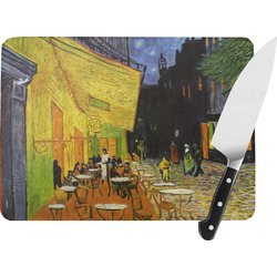 Cafe Terrace at Night (Van Gogh 1888) Rectangular Glass Cutting Board - Medium - 11"x8"