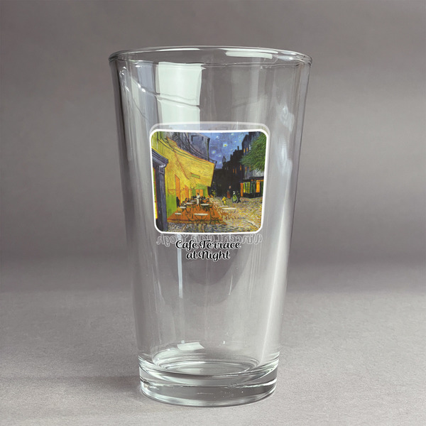 Custom Cafe Terrace at Night (Van Gogh 1888) Pint Glass - Full Color Logo