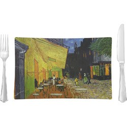 Cafe Terrace at Night (Van Gogh 1888) Rectangular Glass Lunch / Dinner Plate - Single or Set