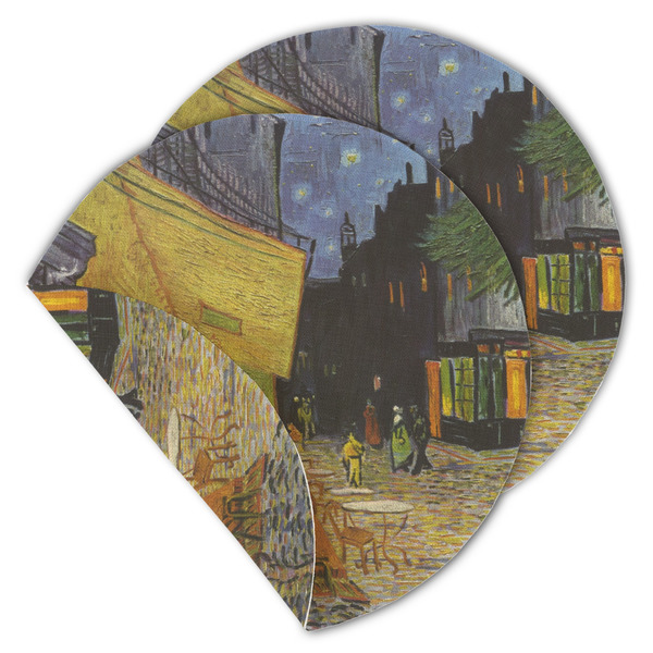 Custom Cafe Terrace at Night (Van Gogh 1888) Round Linen Placemat - Double Sided