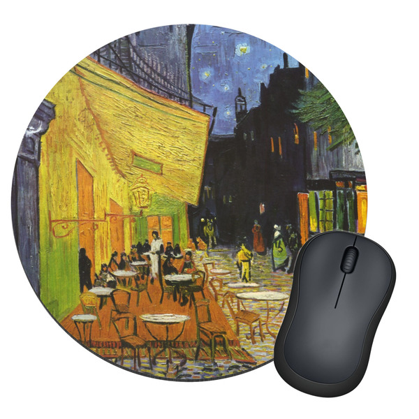 Custom Cafe Terrace at Night (Van Gogh 1888) Round Mouse Pad