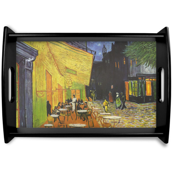 Custom Cafe Terrace at Night (Van Gogh 1888) Black Wooden Tray - Small