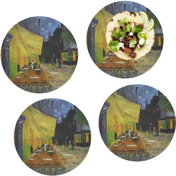 Custom Cafe Terrace at Night (Van Gogh 1888) Set of 4 Glass Lunch / Dinner Plate 10"