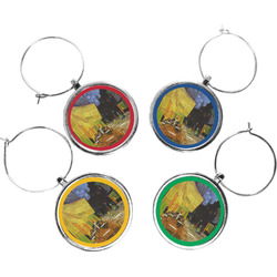 Cafe Terrace at Night (Van Gogh 1888) Wine Charms (Set of 4)