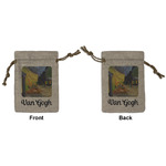 Cafe Terrace at Night (Van Gogh 1888) Small Burlap Gift Bag - Front & Back