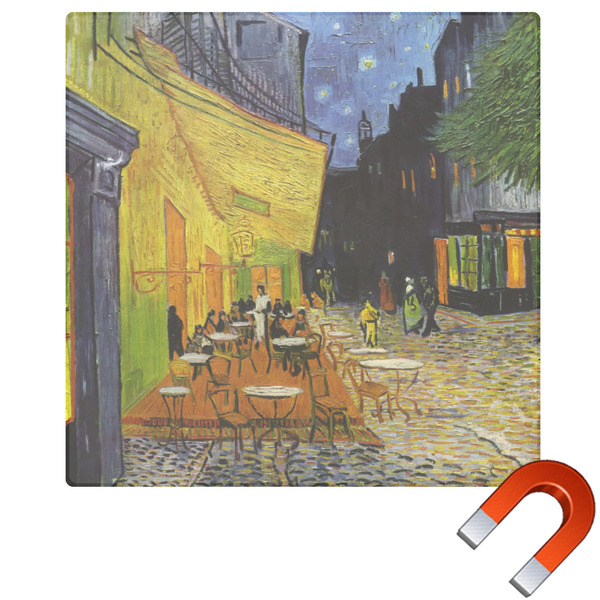 Custom Cafe Terrace at Night (Van Gogh 1888) Square Car Magnet - 6"