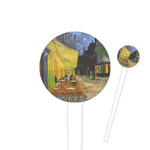 Cafe Terrace at Night (Van Gogh 1888) 4" Round Plastic Food Picks - White - Single Sided