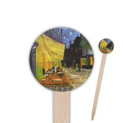Cafe Terrace at Night (Van Gogh 1888) 6" Round Wooden Food Picks - Double Sided