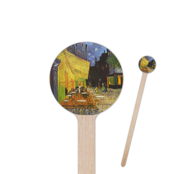 Custom Cafe Terrace at Night (Van Gogh 1888) 7.5" Round Wooden Stir Sticks - Single Sided