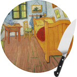 The Bedroom in Arles (Van Gogh 1888) Round Glass Cutting Board - Small