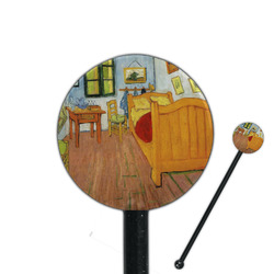 The Bedroom in Arles (Van Gogh 1888) 5.5" Round Plastic Stir Sticks - Black - Double Sided