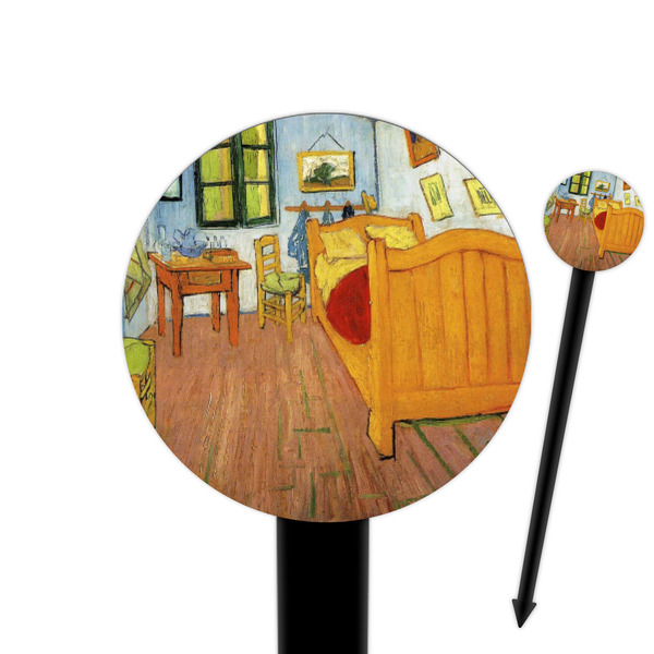 Custom The Bedroom in Arles (Van Gogh 1888) 6" Round Plastic Food Picks - Black - Single Sided