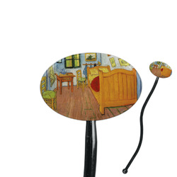 The Bedroom in Arles (Van Gogh 1888) 7" Oval Plastic Stir Sticks - Black - Single Sided