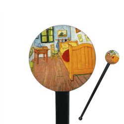 The Bedroom in Arles (Van Gogh 1888) 7" Round Plastic Stir Sticks - Black - Single Sided