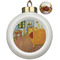 The Bedroom in Arles (Van Gogh 1888) Ceramic Christmas Ornament - Poinsettias (Front View)