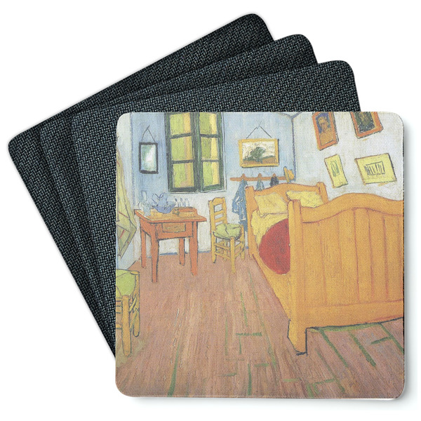 Custom The Bedroom in Arles (Van Gogh 1888) Square Rubber Backed Coasters - Set of 4