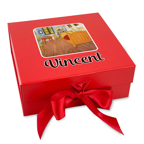 Custom The Bedroom in Arles (Van Gogh 1888) Gift Box with Magnetic Lid - Red