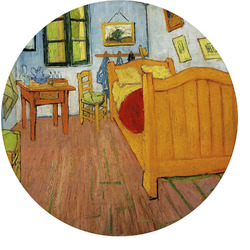 The Bedroom in Arles (Van Gogh 1888) Round Glass Cutting Board - Medium