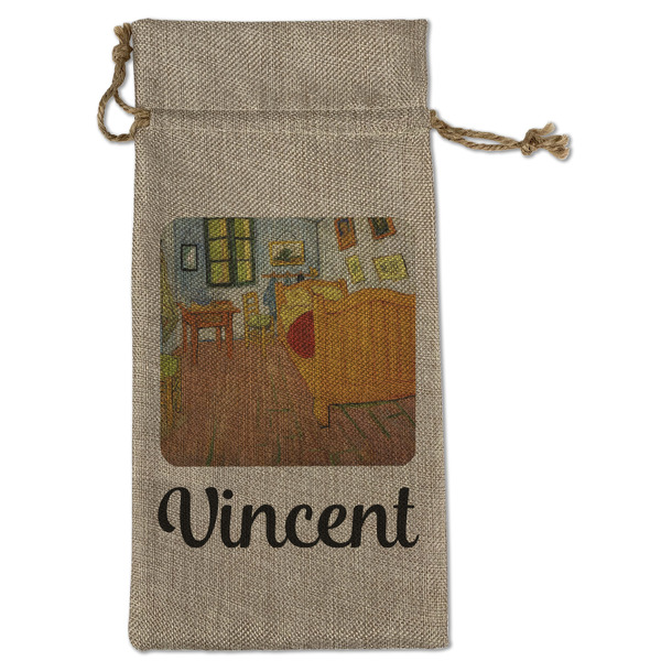 Custom The Bedroom in Arles (Van Gogh 1888) Large Burlap Gift Bag - Front