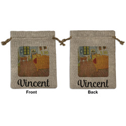 The Bedroom in Arles (Van Gogh 1888) Medium Burlap Gift Bag - Front & Back