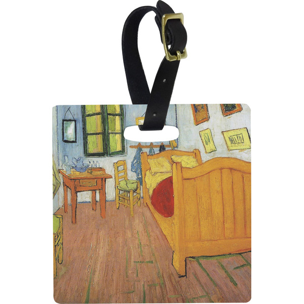 Custom The Bedroom in Arles (Van Gogh 1888) Plastic Luggage Tag - Square