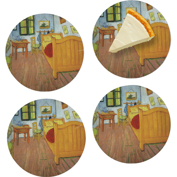 Custom The Bedroom in Arles (Van Gogh 1888) Set of 4 Glass Appetizer / Dessert Plate 8"