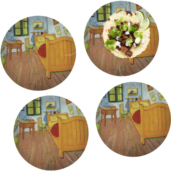 Custom The Bedroom in Arles (Van Gogh 1888) Set of 4 Glass Lunch / Dinner Plate 10"