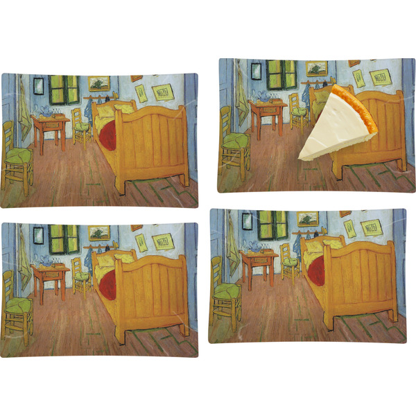 Custom The Bedroom in Arles (Van Gogh 1888) Set of 4 Glass Rectangular Appetizer / Dessert Plate