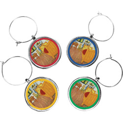 The Bedroom in Arles (Van Gogh 1888) Wine Charms (Set of 4)