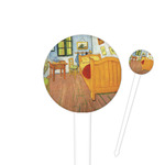 The Bedroom in Arles (Van Gogh 1888) 4" Round Plastic Food Picks - White - Double Sided