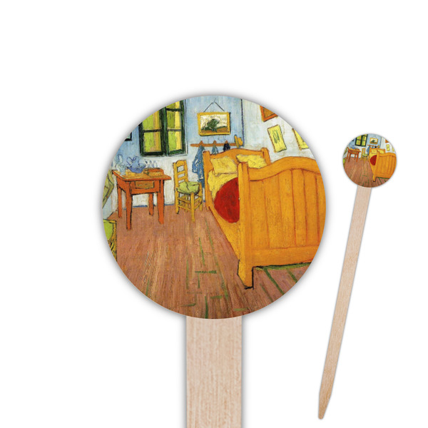 Custom The Bedroom in Arles (Van Gogh 1888) 6" Round Wooden Food Picks - Double Sided