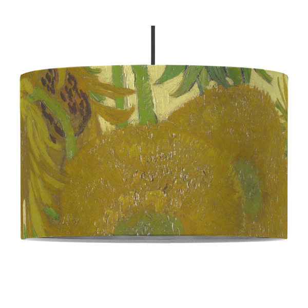 Custom Sunflowers (Van Gogh 1888) 12" Drum Pendant Lamp - Fabric