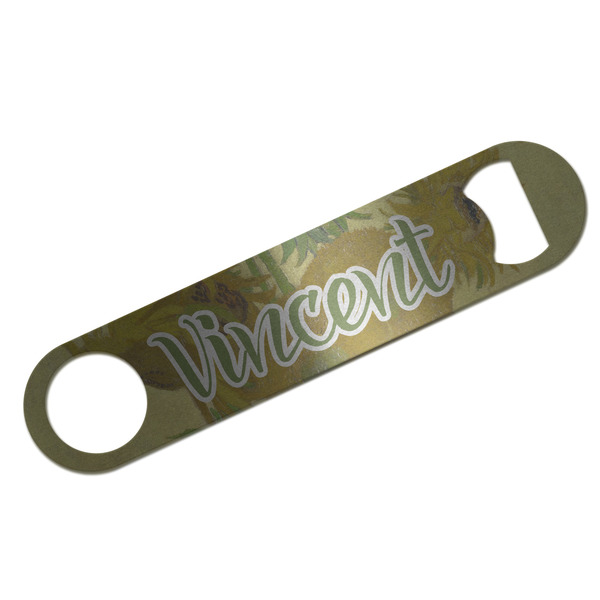 Custom Sunflowers (Van Gogh 1888) Bar Bottle Opener - Silver