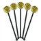 Sunflowers (Van Gogh 1888) Black Plastic 5.5" Stir Stick - Round - Fan View