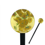 Sunflowers (Van Gogh 1888) 7" Round Plastic Stir Sticks - Black - Double Sided