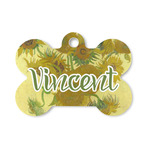 Sunflowers (Van Gogh 1888) Bone Shaped Dog ID Tag - Small