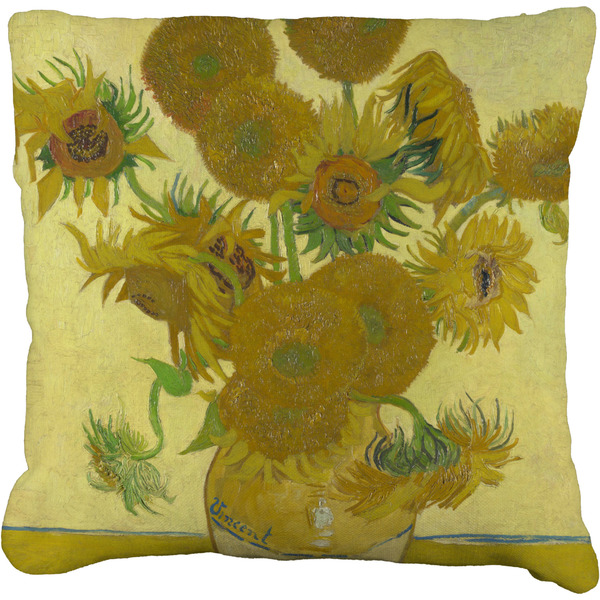 Custom Sunflowers (Van Gogh 1888) Faux-Linen Throw Pillow 16"