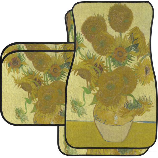 Custom Sunflowers (Van Gogh 1888) Car Floor Mats Set - 2 Front & 2 Back